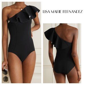 Lisa Marie Fernandez Black One-Shoulder Swimsuit
